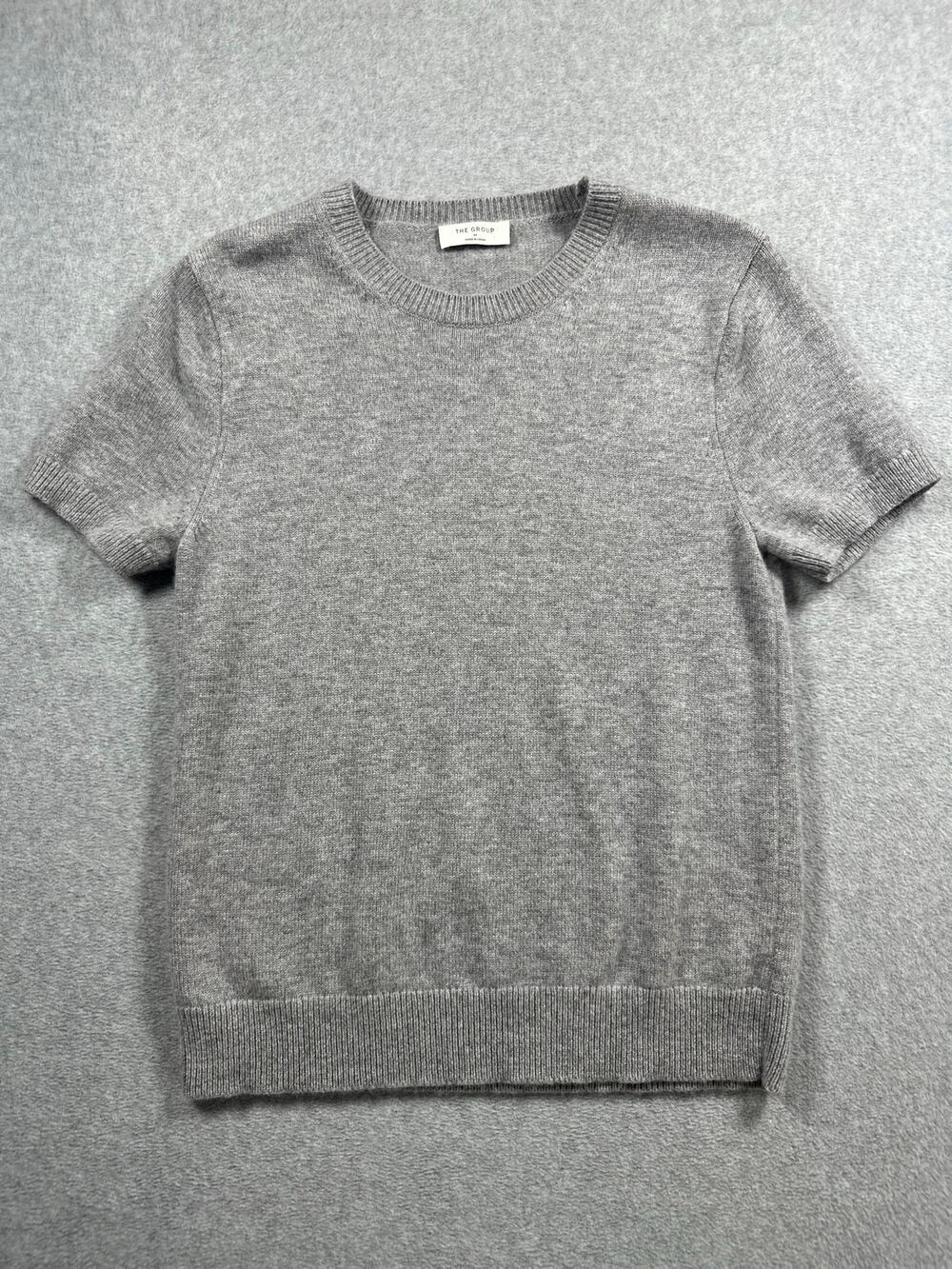 Aritzia The Group Sweater Women's Size Medium Heather Gray Knit Rib Short Sleeve